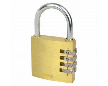 50mm, 4 Digit Brass Combination Padlock